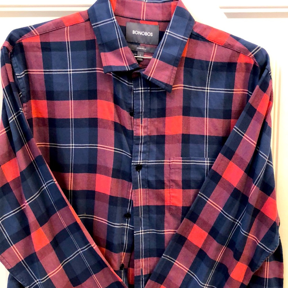 Bonobos - Mens L Standard Fit - Lightweight Flannel Button-Down Shirt